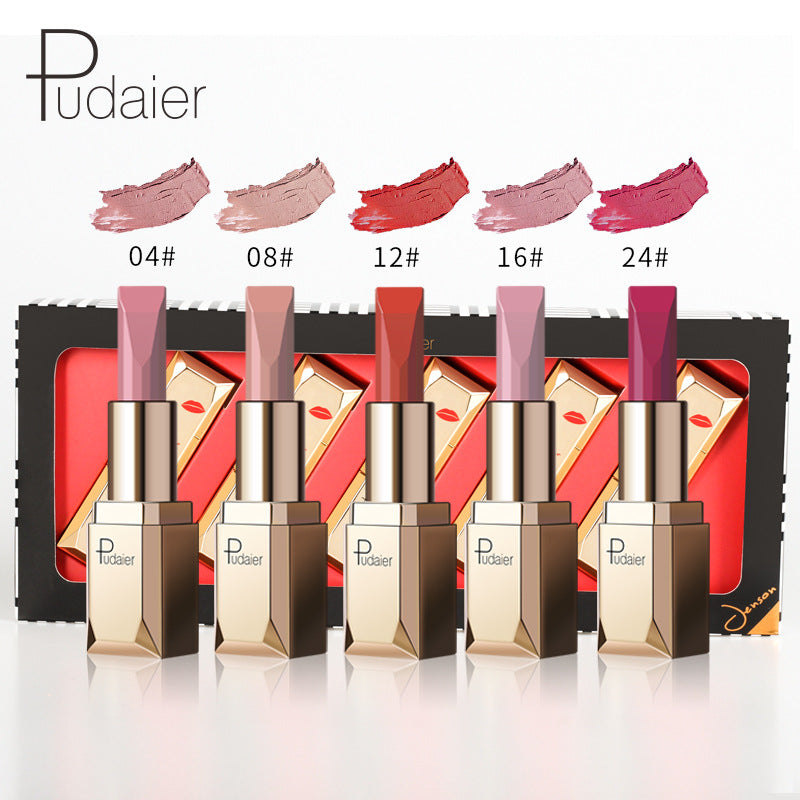Makeup Matte Matte Velvet Lipstick Set Non-stick Cup 5 Colors Lip Gloss Lip Gloss