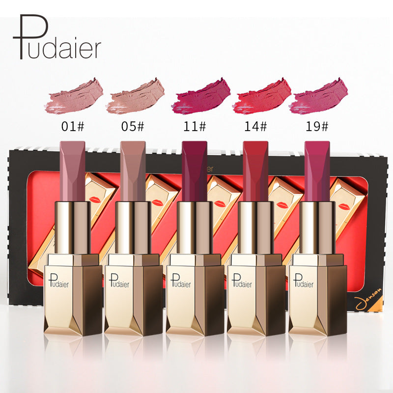 Makeup Matte Matte Velvet Lipstick Set Non-stick Cup 5 Colors Lip Gloss Lip Gloss