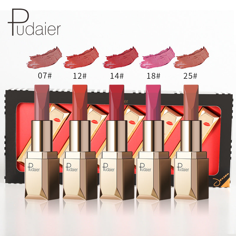 Makeup Matte Matte Velvet Lipstick Set Non-stick Cup 5 Colors Lip Gloss Lip Gloss
