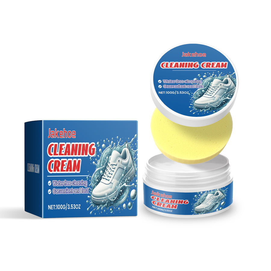 Jakehoe White Shoe Cleaning Cream 100g with Sponge