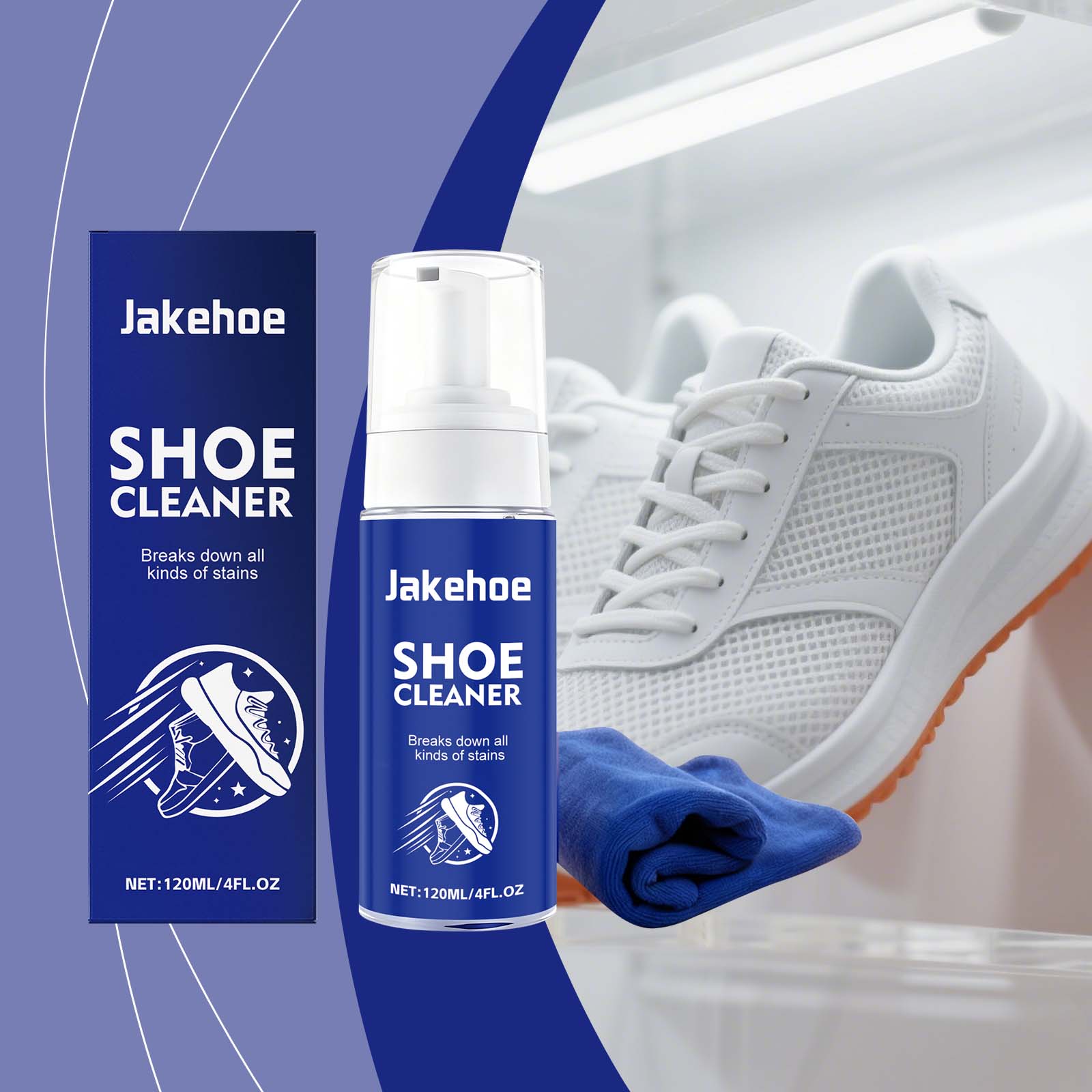 Jakehoe No-Rinse White Shoe Foam Cleaner 120ml - SKU00000804