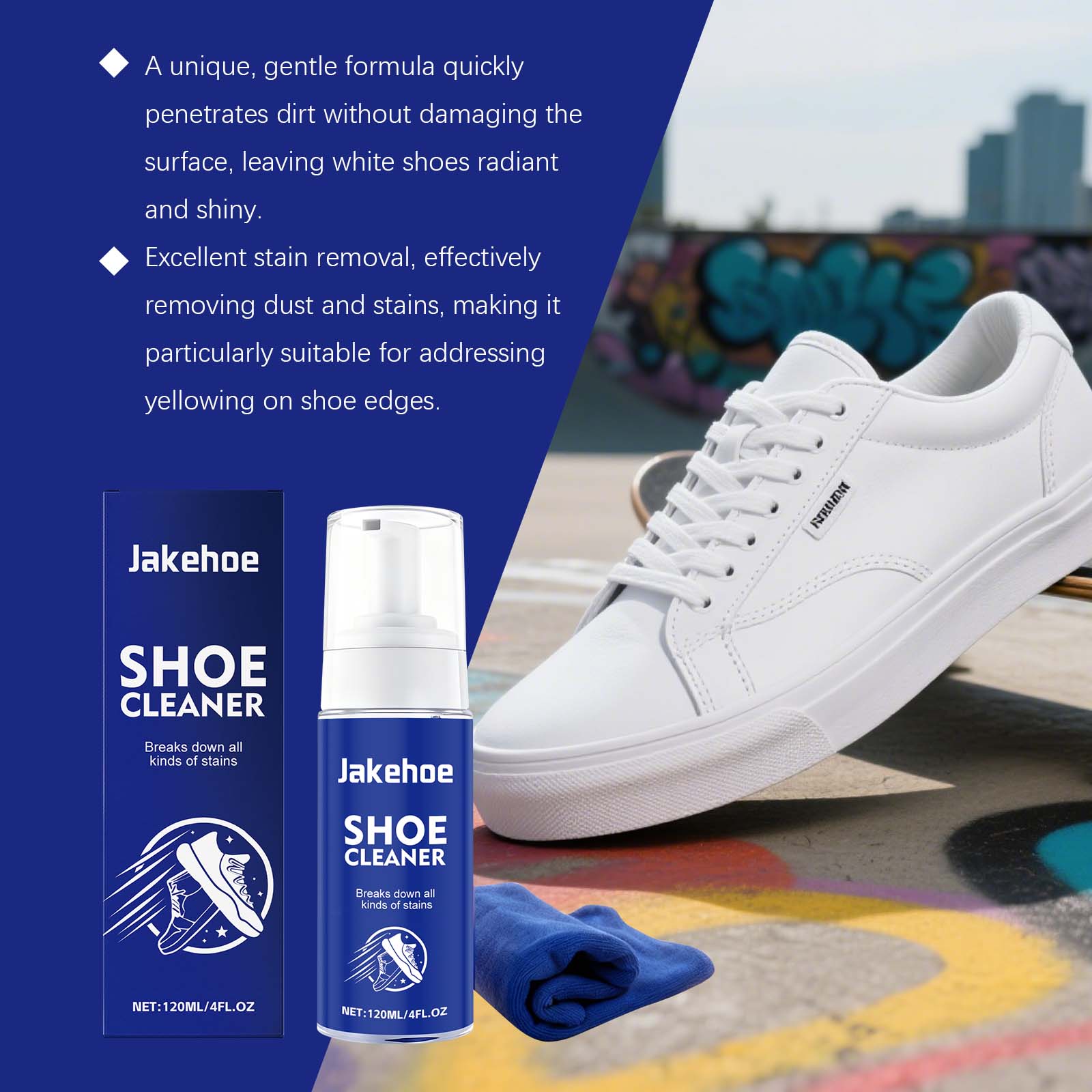 Jakehoe No-Rinse White Shoe Foam Cleaner 120ml - SKU00000804