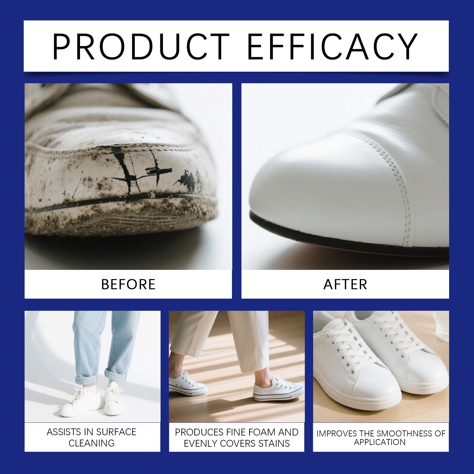 Jakehoe No-Rinse White Shoe Foam Cleaner 120ml - SKU00000804