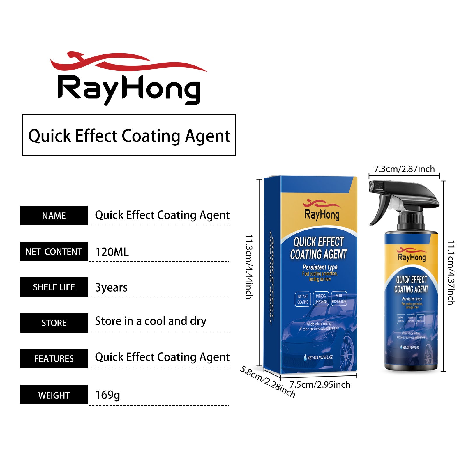 Rayhong Quick Effect Car Coating Spray 120ml - RA-E02-0044-01