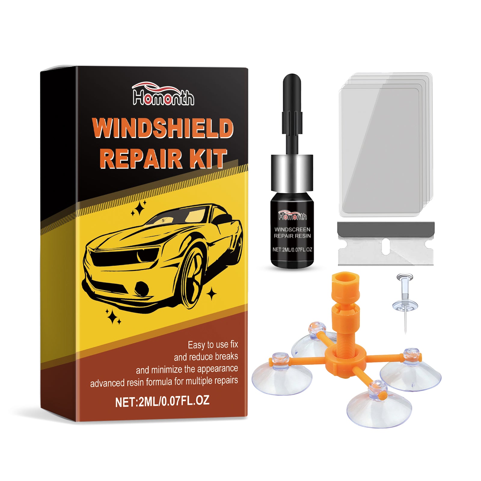 Homonth windshield chip repair kit components