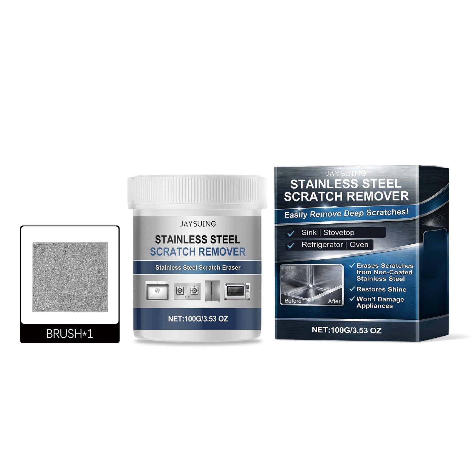 Jaysuing stainless-steel surface care paste and cloth set