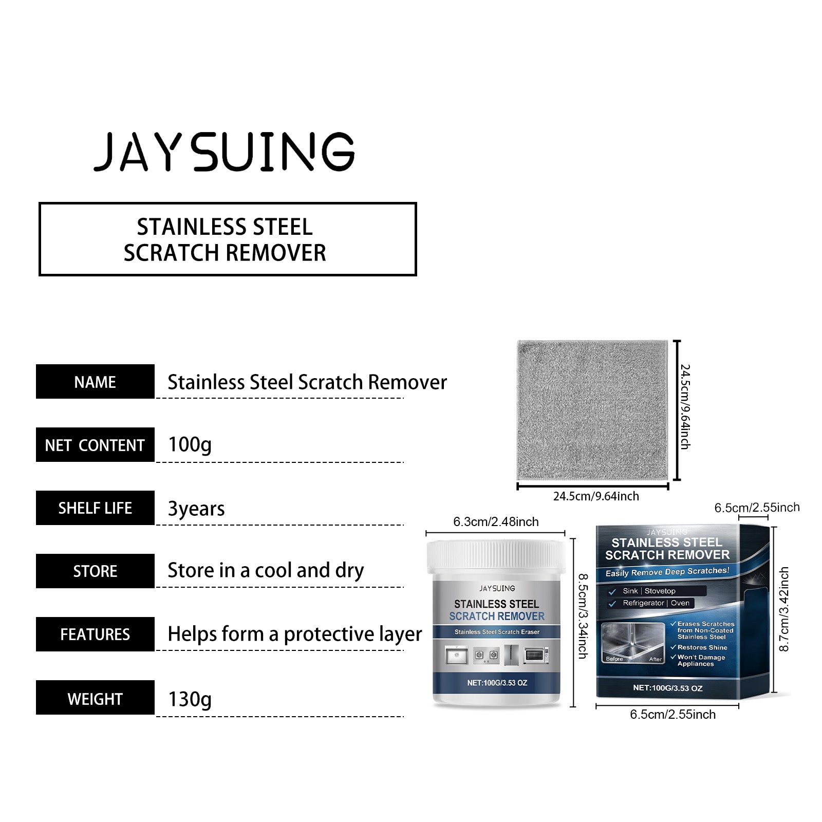 Jaysuing Stainless Steel Scratch Remover 100g - SKU00016438