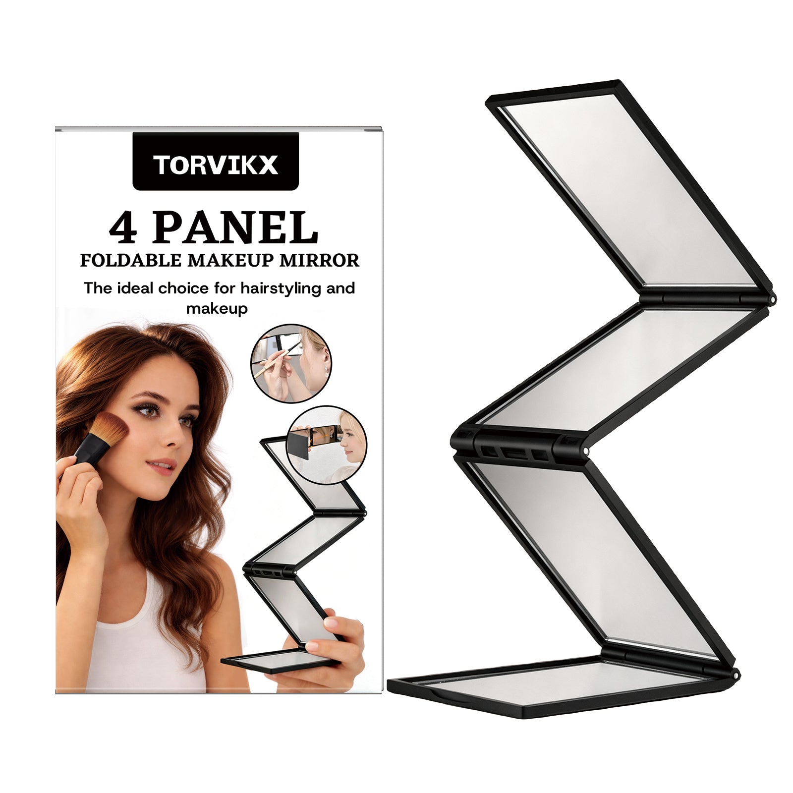 TORVIKX four-panel folding makeup mirror