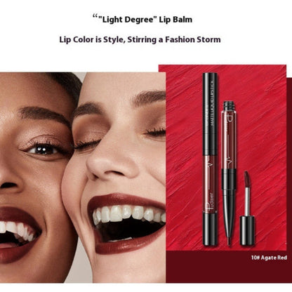 Cross-border  Double Head Lip Gloss Lip Liner Matte Pearlescent Lip Glaze Foreign Trade Color Lip Gloss Lipstick