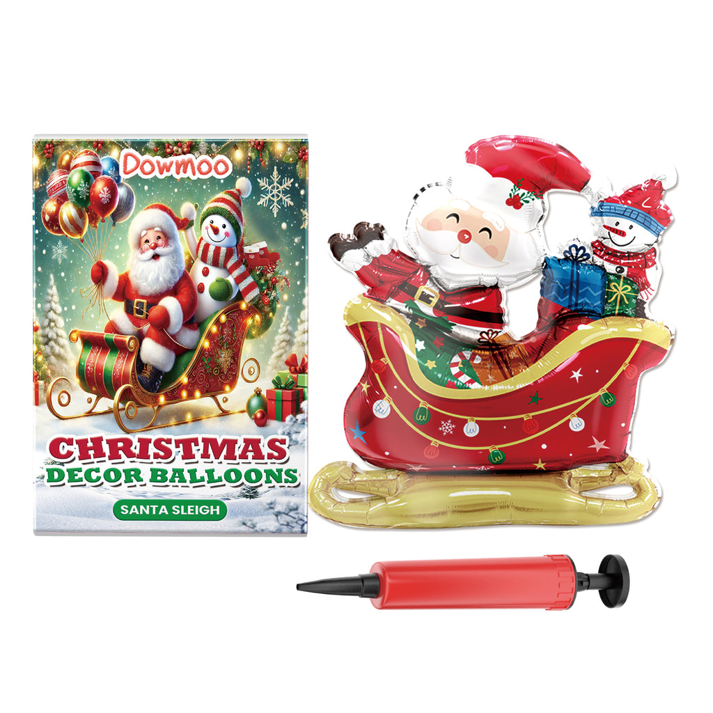 Dowmoo Santa sleigh standing Christmas balloon with hand pump