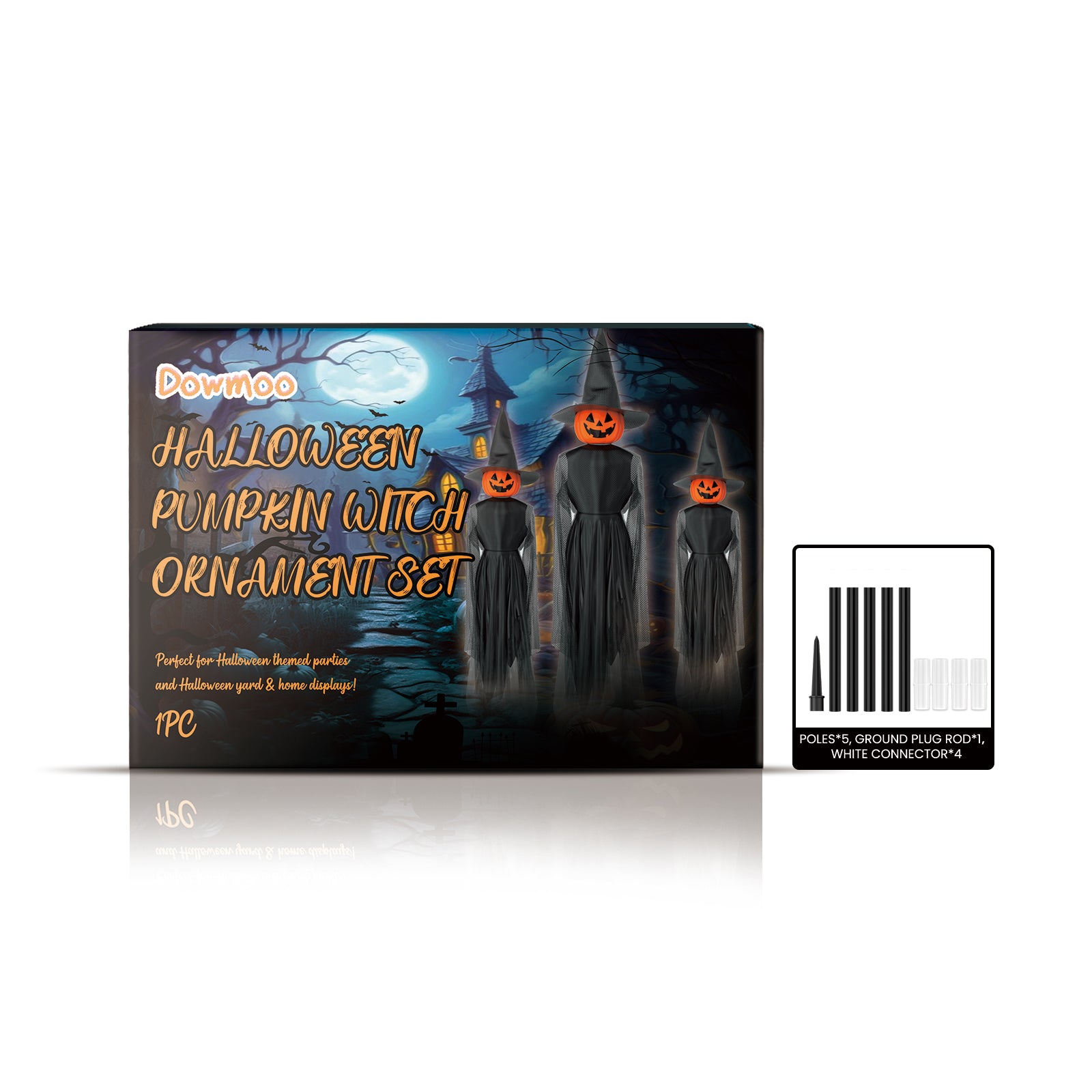 Dowmoo 5-foot Halloween pumpkin witch hanging decoration