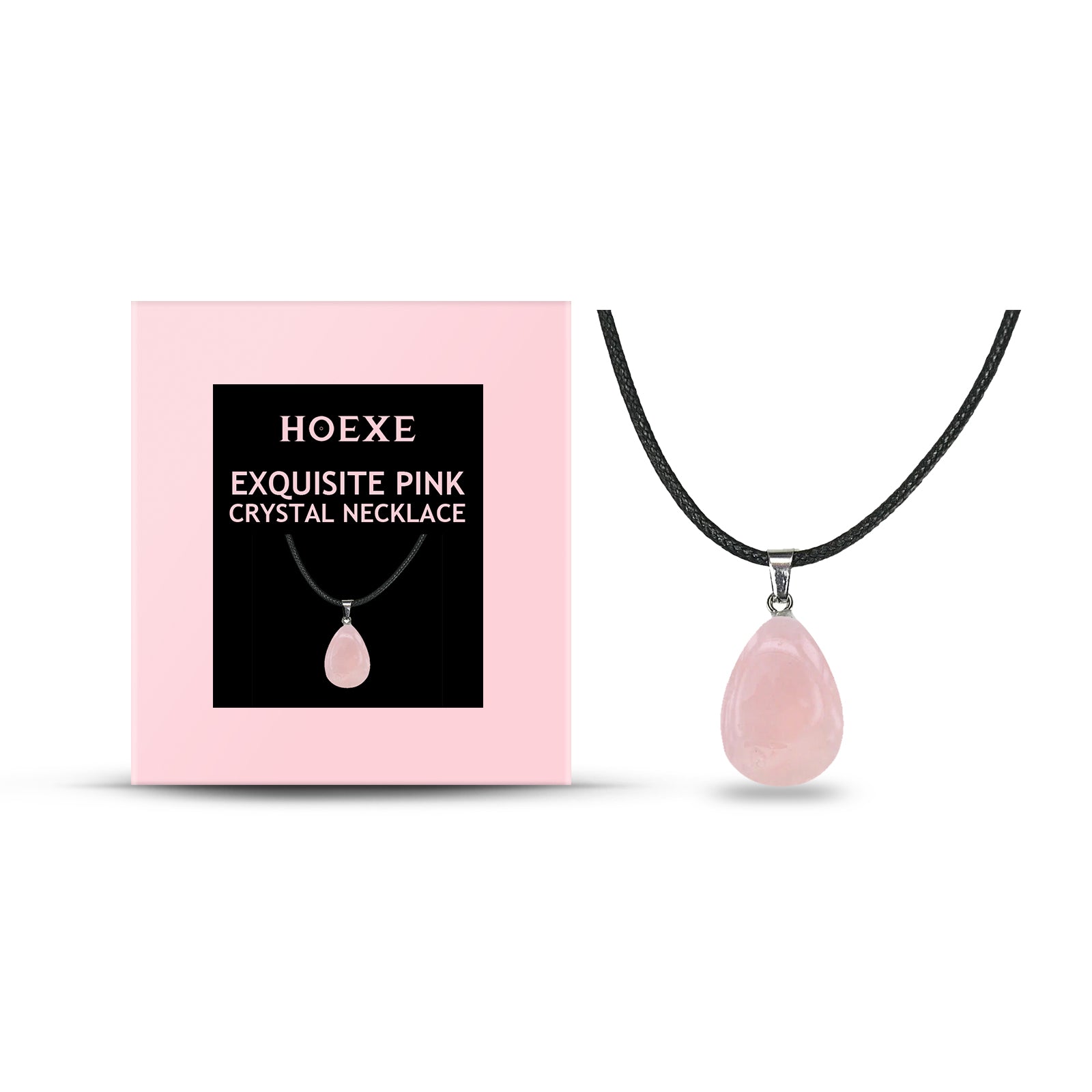 Hoexe pink crystal pendant necklace with original retail box