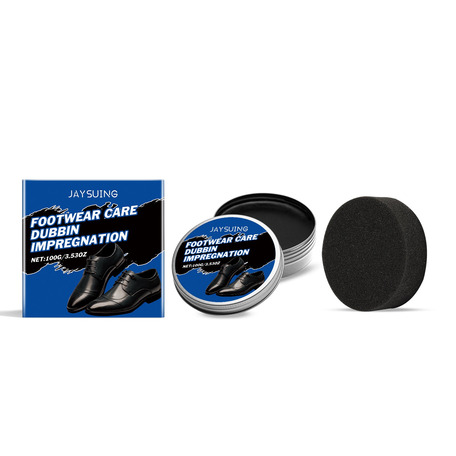 Jaysuing beeswax leather shoe care tin with sponge