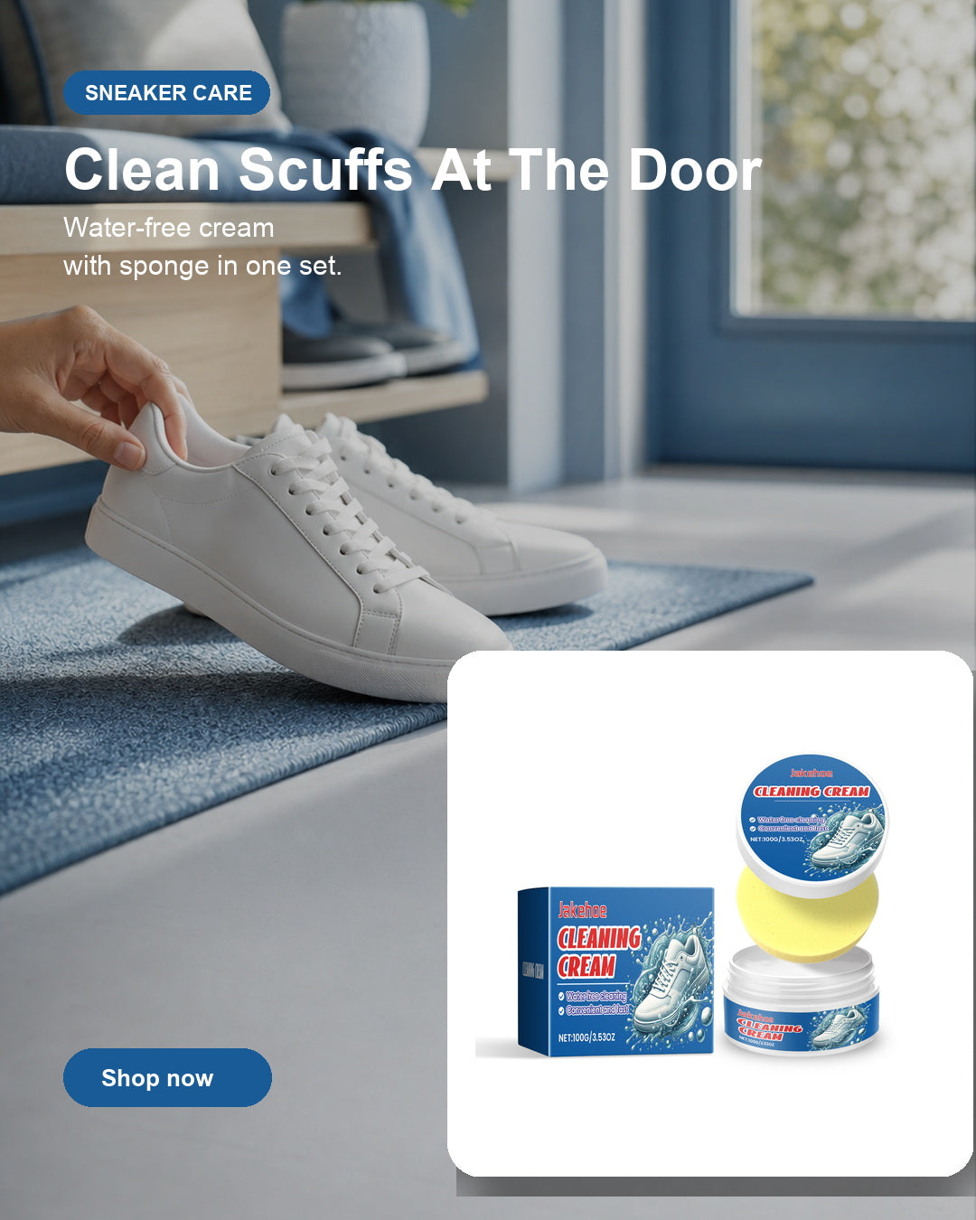 White Shoe Cleaning Cream with Sponge – 100g