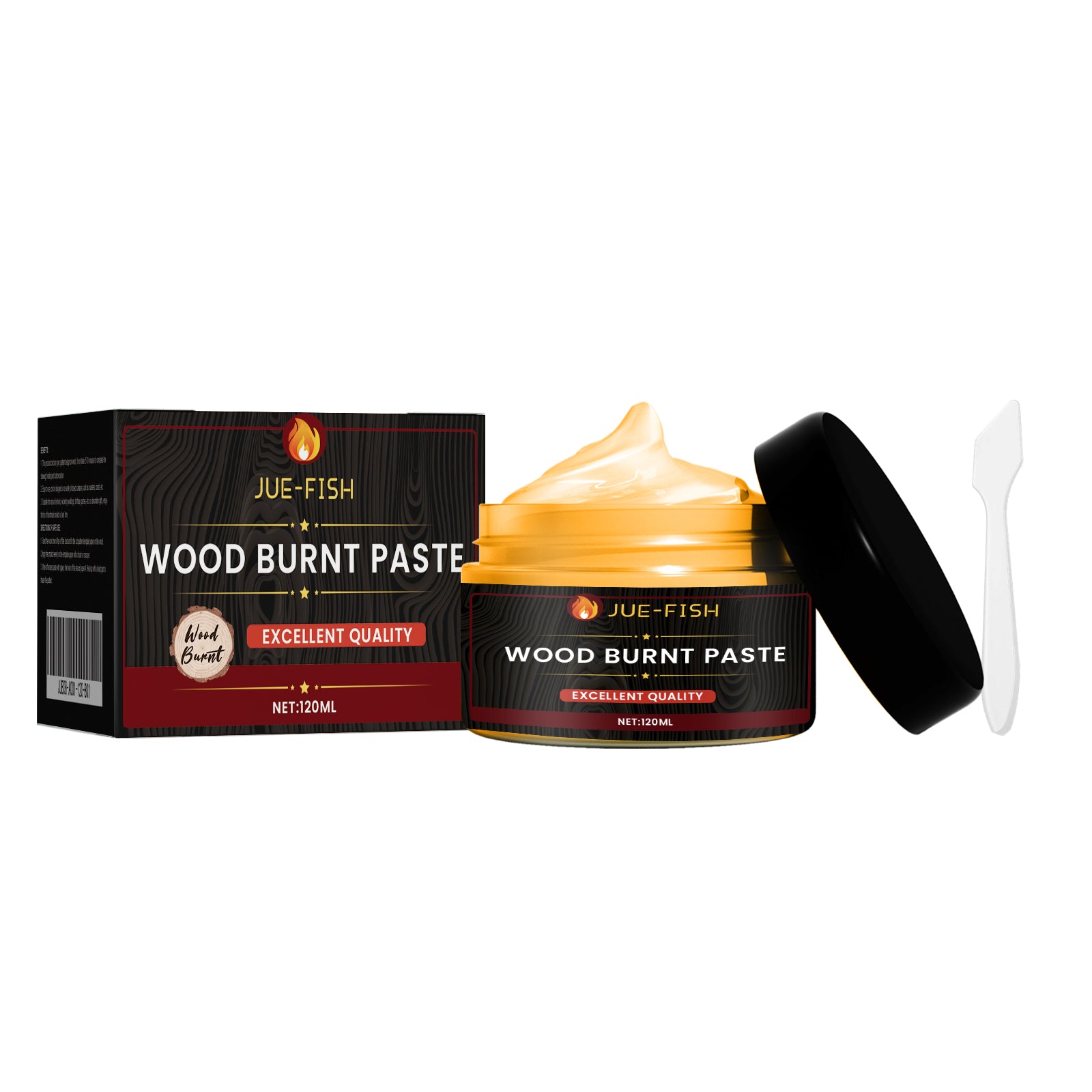 Jue-Fish heat-activated wood-burning paste jar