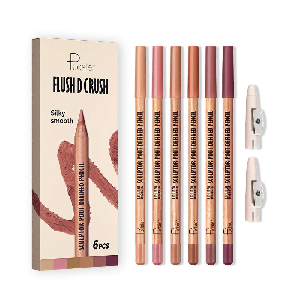 Lip liner set of 6 pcs, 18-color waterproof lipstick pen, foreign trade makeup wholesale