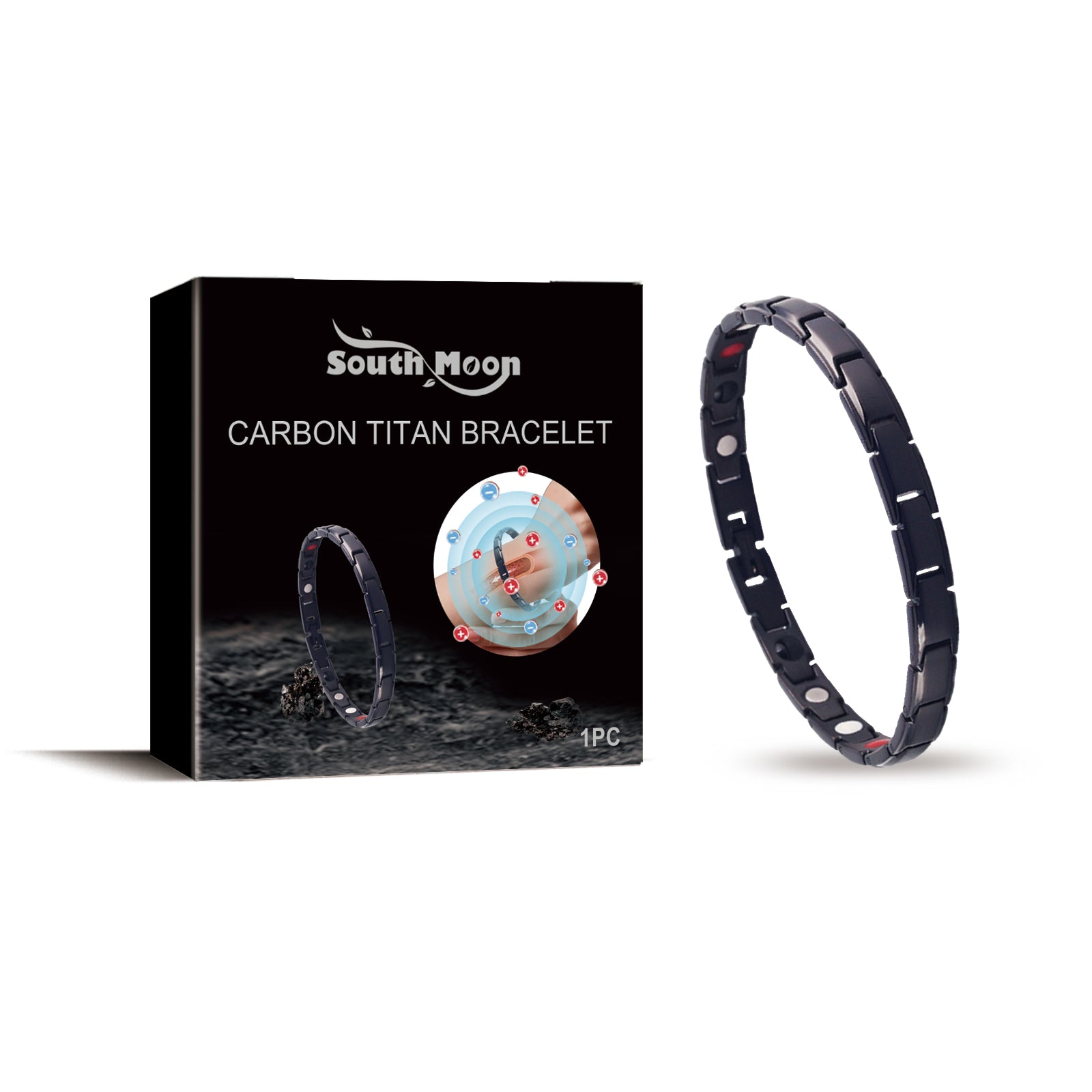South Moon black steel chain bracelet, 19 cm