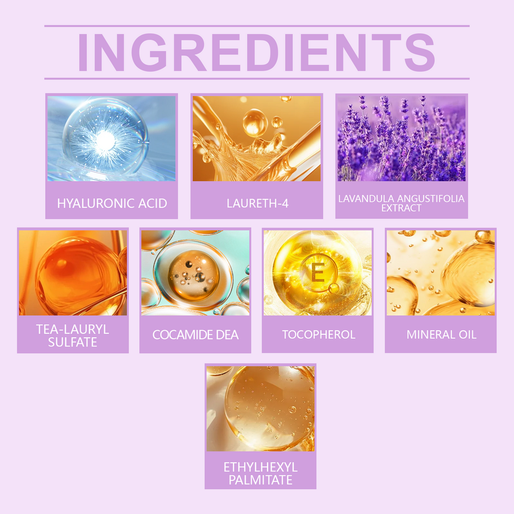 Selected ingredients shown for the Viareline lavender body care set