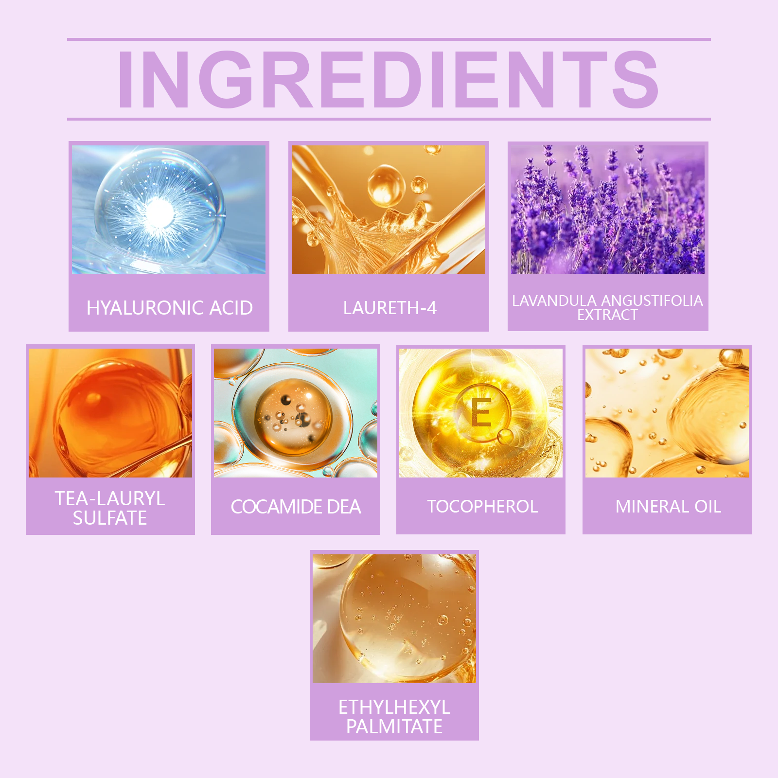 Selected ingredients shown for the Viareline lavender body care set
