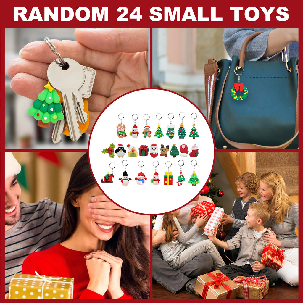 Twenty-four reindeer themed mini keychain surprises