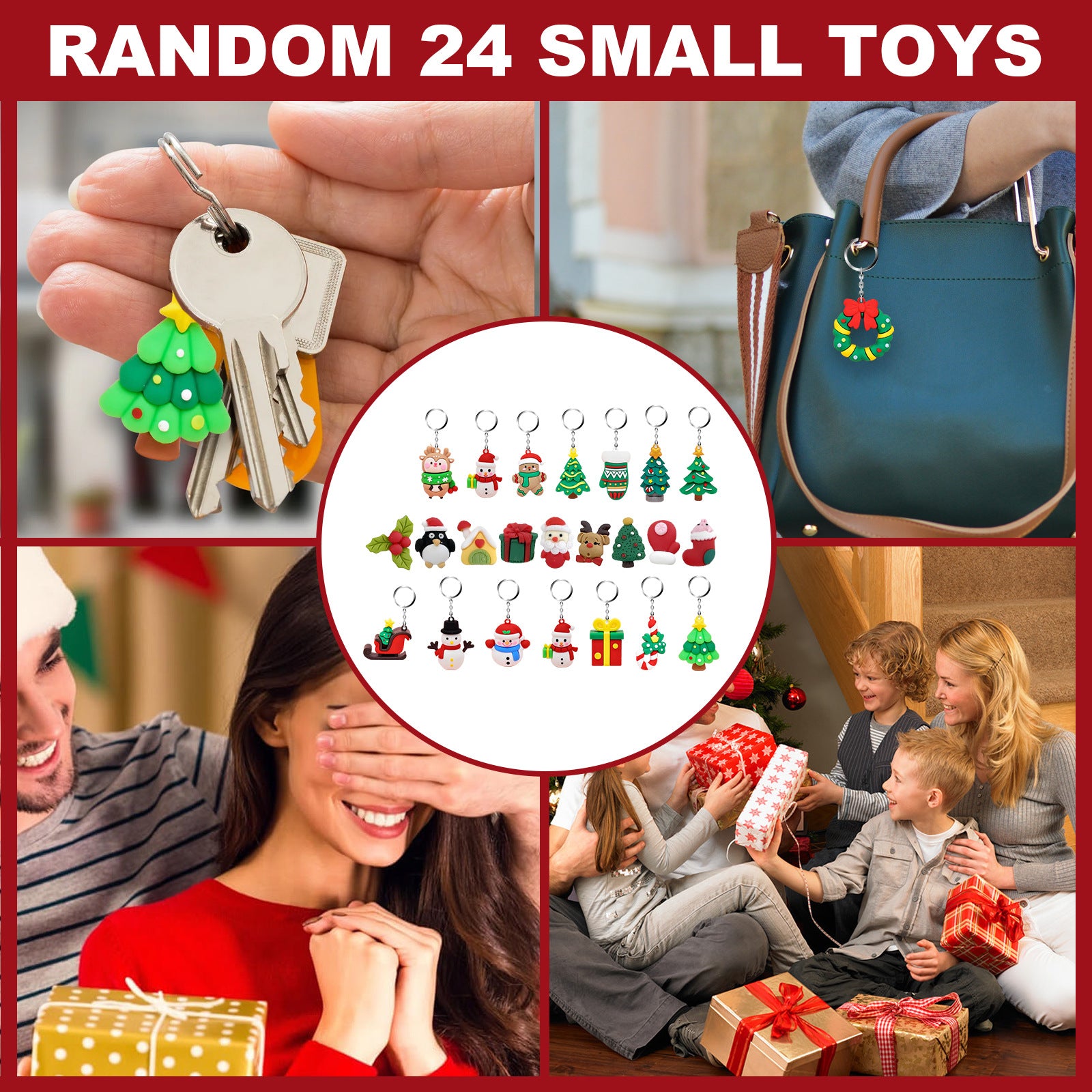 Twenty-four reindeer themed mini keychain surprises