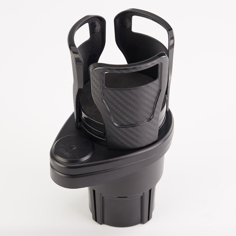 Black rotating dual car cup holder expander with two drink positions