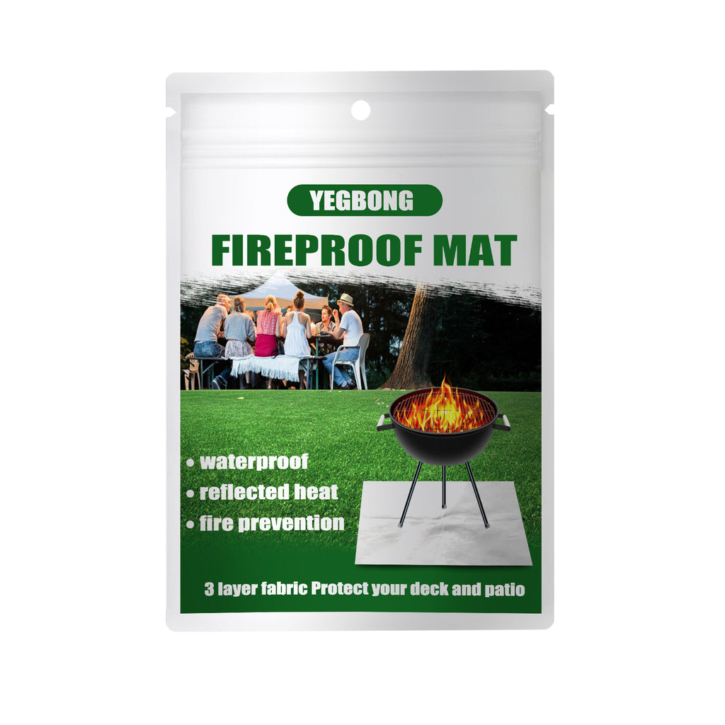 Yegbong 60 by 40 inch grill and fire pit mat retail package